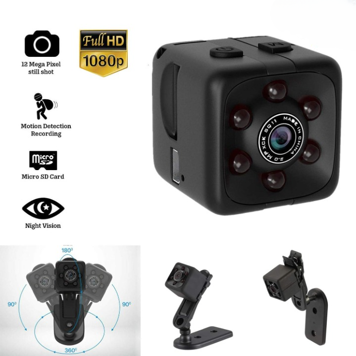 SQ6 Mini Spy Camera – HD Portable Security Camera with Night Vision & Two Stand Holders
