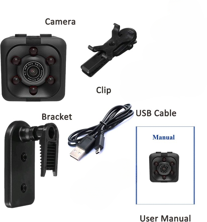 SQ6 Mini Spy Camera – HD Portable Security Camera with Night Vision & Two Stand Holders